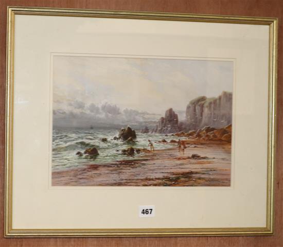 English School, watercolour, Figures on the seashore, 24 x 35cm